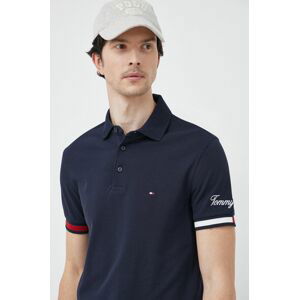 Bavlněné polo tričko Tommy Hilfiger tmavomodrá barva, s aplikací