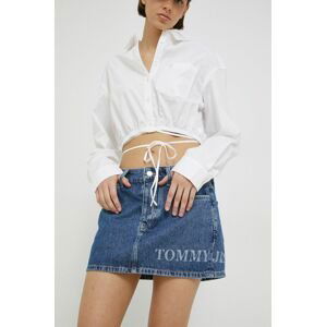 džínová sukně Tommy Jeans tmavomodrá barva, mini