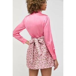 Sukně Custommade Rosabel Jacquard růžová barva, mini, áčková