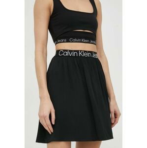 Sukně Calvin Klein Jeans černá barva, mini, áčková