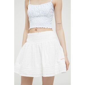 Bavlněná sukně Superdry bílá barva, mini, áčková