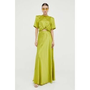 Hedvábná sukně Gestuz Sivala zelená barva, maxi