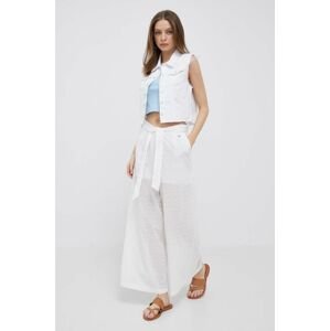 Bavlněné kalhoty Pepe Jeans Pats bílá barva, jednoduché, high waist