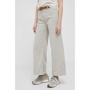 Kalhoty Pepe Jeans dámské, šedá barva, široké, high waist
