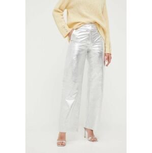 Kalhoty Notes du Nord dámské, stříbrná barva, široké, high waist