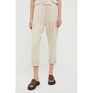 Kalhoty Pepe Jeans JYNX dámské, béžová barva, kapsáče, medium waist