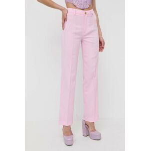 Kalhoty Liu Jo dámské, růžová barva, široké, high waist