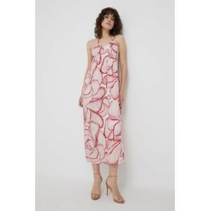 Šaty Sisley růžová barva, maxi