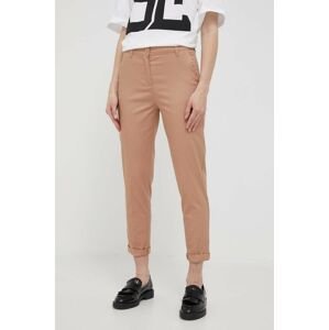 Kalhoty Sisley dámské, hnědá barva, fason cargo, high waist