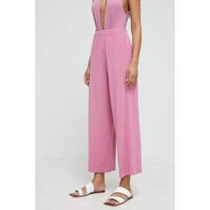 Plážové kalhoty Max Mara Beachwear dámské, růžová barva