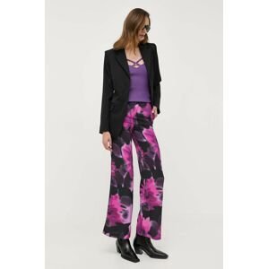 Kalhoty Morgan dámské, fialová barva, široké, high waist