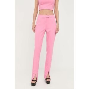 Kalhoty Morgan dámské, růžová barva, jednoduché, medium waist