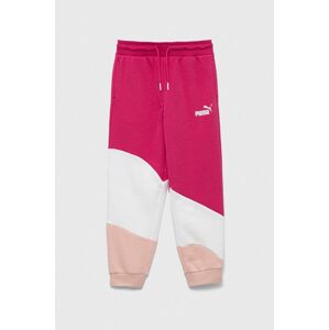 Dětské tepláky Puma PUMA POWER Cat High Waist Pants TR G růžová barva, vzorované