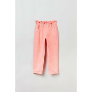Dětské bavlněné kalhoty OVS růžová barva, hladké