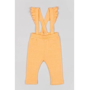 Dětské bavlněné kalhoty zippy oranžová barva, hladké