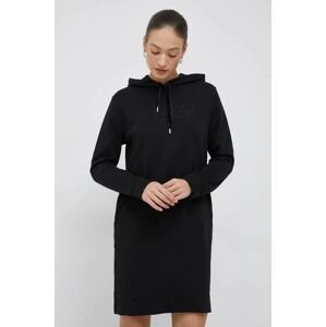 bavlněné šaty Tommy Hilfiger černá barva, midi, oversize