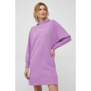 Bavlněné šaty Calvin Klein Jeans fialová barva, midi, oversize