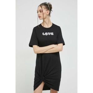 Bavlněné šaty Love Moschino černá barva, mini