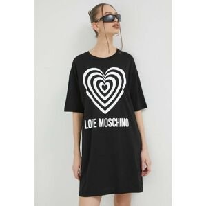 Bavlněné šaty Love Moschino černá barva, mini