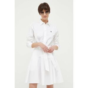 Bavlněné šaty Polo Ralph Lauren Bílá barva, mini