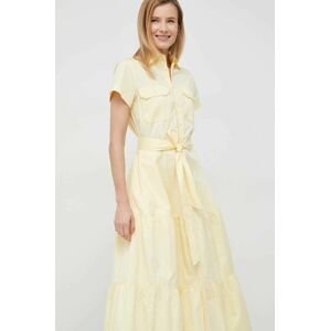 Bavlněné šaty Polo Ralph Lauren žlutá barva, midi