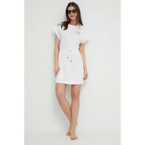 Bavlněné plážové šaty Karl Lagerfeld bílá barva