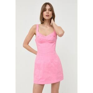 Bavlněné šaty Elisabetta Franchi růžová barva, mini