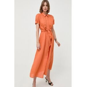 Plátěné šaty Marella oranžová barva, maxi