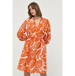 Šaty se směsí hedvábí Marella oranžová barva, mini