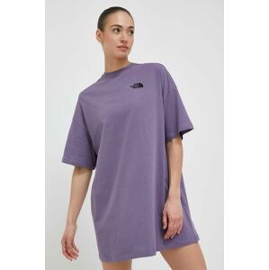 Bavlněné šaty The North Face fialová barva, mini, oversize