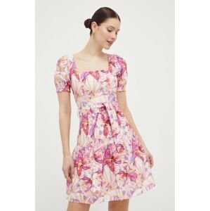 Bavlněné šaty Liu Jo růžová barva, mini