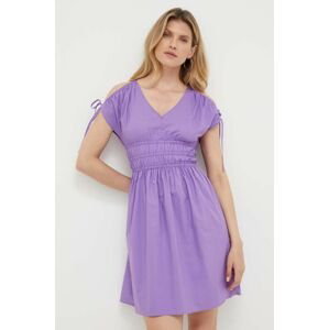 Bavlněné šaty Liu Jo fialová barva, mini