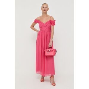 Hedvábné šaty Luisa Spagnoli růžová barva, maxi