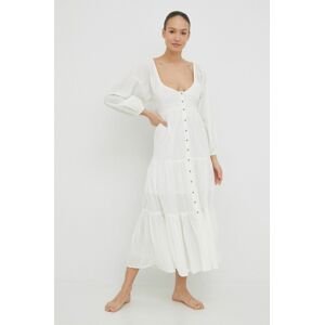 Bavlněné šaty Billabong bílá barva, maxi