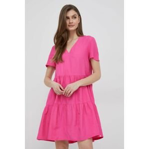 Šaty ze směsi lnu Pennyblack růžová barva, mini