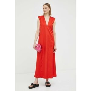 Vlněné šaty By Malene Birger červená barva, maxi