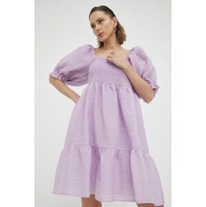 Šaty Bruuns Bazaar fialová barva, mini