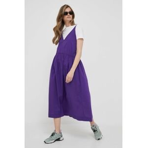 Bavlněné šaty United Colors of Benetton fialová barva, midi