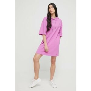 Bavlněné šaty UGG fialová barva, midi, oversize