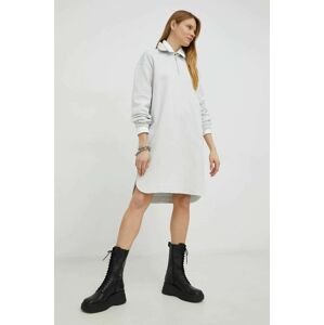 Bavlněné šaty G-Star Raw šedá barva, mini, oversize