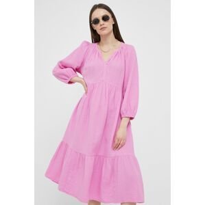 Bavlněné šaty GAP růžová barva, midi