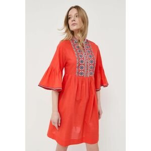 Bavlněné šaty Luisa Spagnoli oranžová barva, mini
