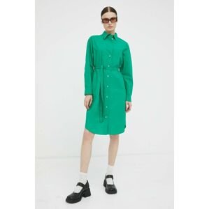 Bavlněné šaty Marc O'Polo zelená barva, mini