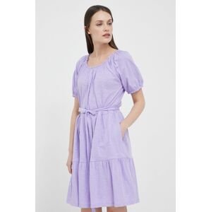 Bavlněné šaty GAP fialová barva, mini