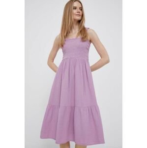 Bavlněné šaty GAP fialová barva, midi