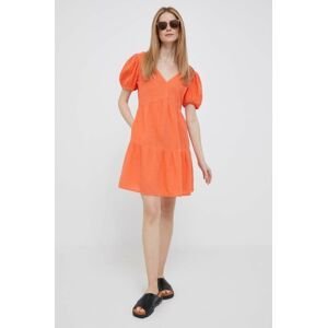 Bavlněné šaty GAP oranžová barva, mini