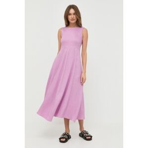 Plátěné šaty Weekend Max Mara fialová barva, midi