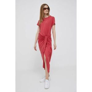 Plátěné šaty Polo Ralph Lauren červená barva, maxi