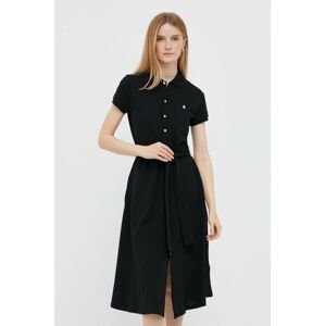 Šaty Polo Ralph Lauren černá barva, midi