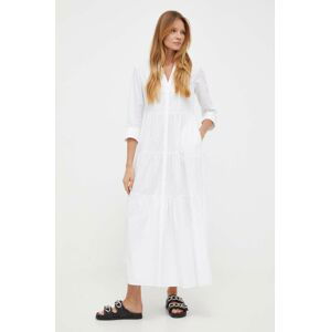 Bavlněné šaty MAX&Co. bílá barva, maxi, oversize